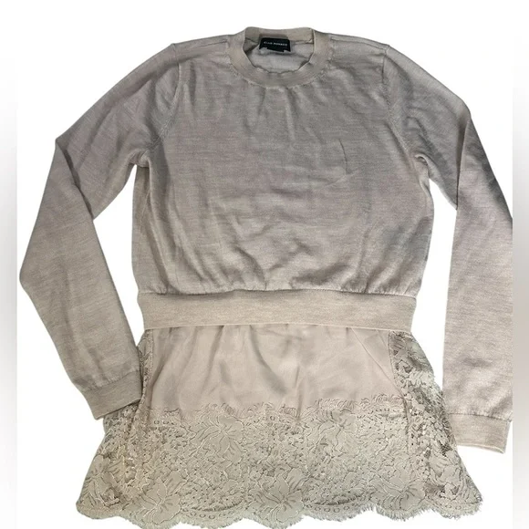 A376 Club Monaco Wool Two layer slip long sleeve top sweater - Picture 5 of 9